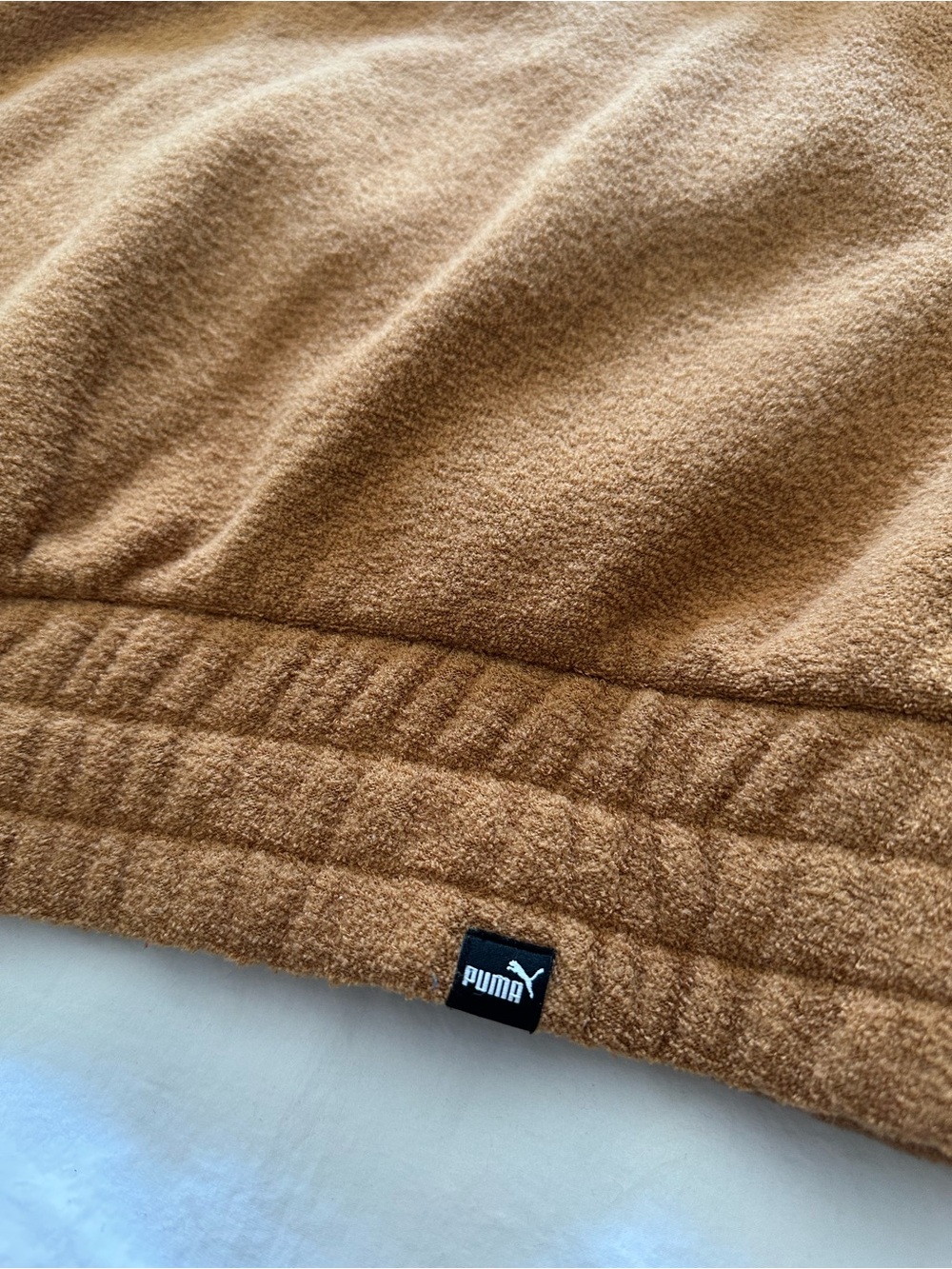 Puma women’s tan zip-up cropped terrycloth hoodie jacket, size large - Picture 8 of 12